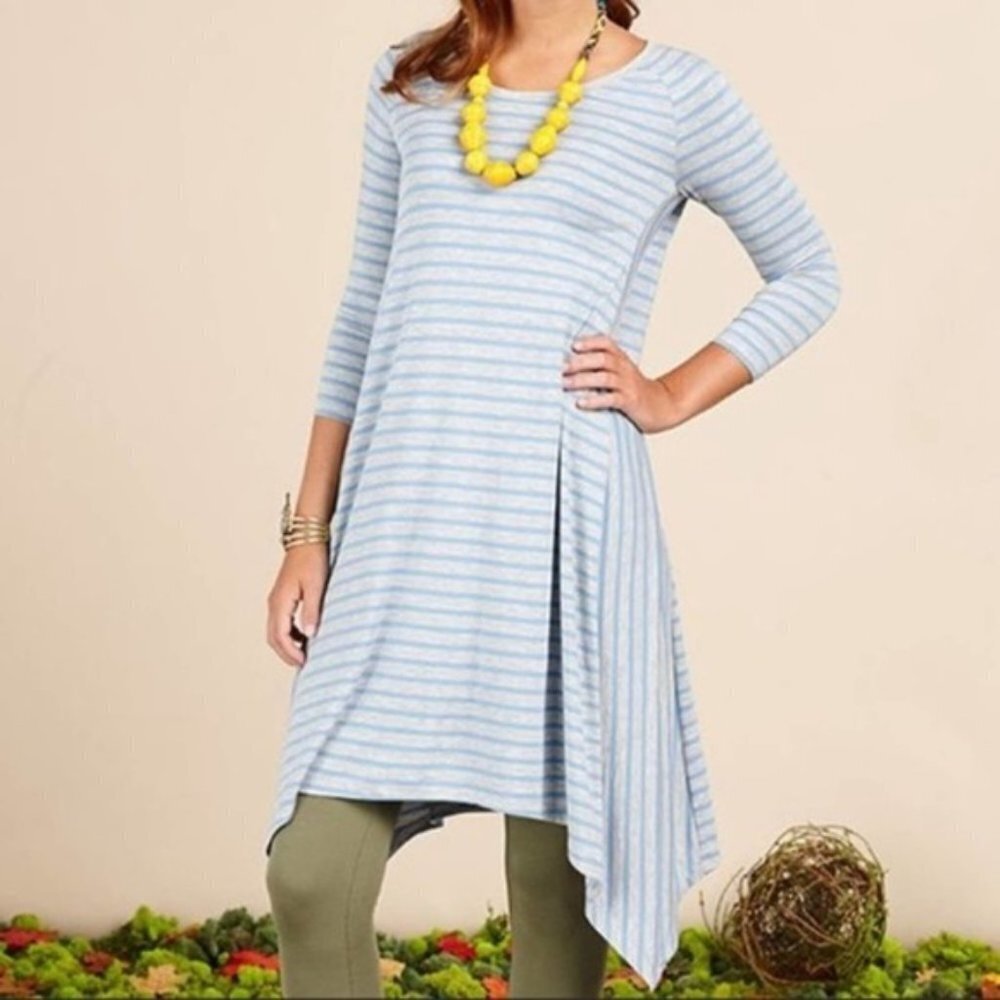 Matilda Jane Her Majesty Striped Tunic Dress Women's Medium Asymmetrical Tunic